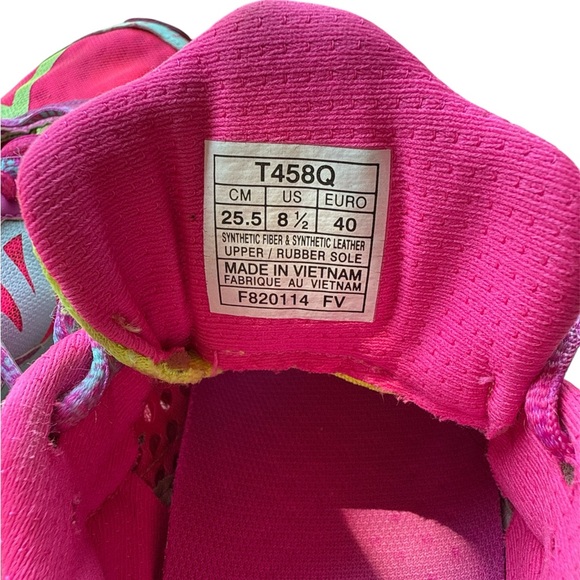 ASICS Gel Noosa Tri 9 Run Swim Bike Women's Neon Pink and Green Athletic Shoes - Picture 4 of 5